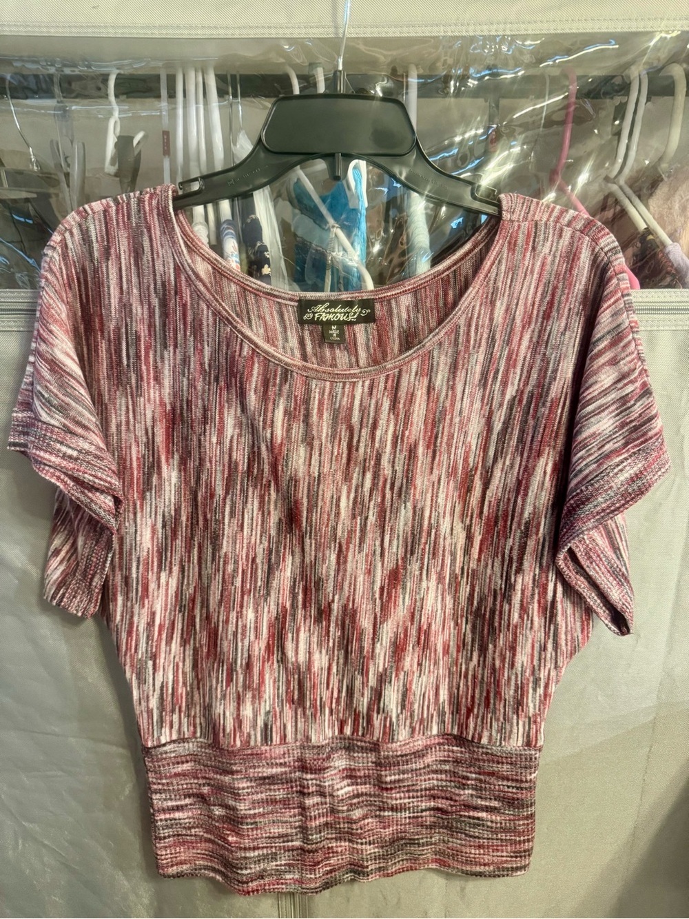 Absolutely Famous Short Sleeve Space-Dye Top - Pink & Red Blend